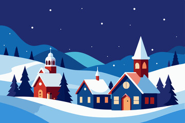 Fototapeta premium winter landscape with houses