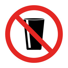 Discarded Glass Icon with Red Prohibition Sign for Waste Management Awareness, Recycling Campaigns, Environmental Protection Blogs, and Sustainability Education  