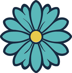 Teal Daisy Flower Vector Illustration EPS