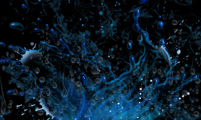 water splash isolated on black in studio. Pure clear liquid black background