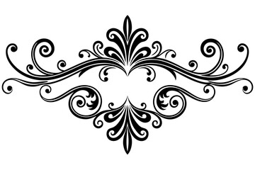 Hand Drawn Ornamental Divider with Curved Flourish Details