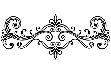 Vintage Divider Featuring Stylized Floral Line Motifs