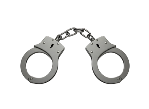 Metal handcuffs isolated on transparent background