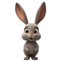 Obraz premium Adorable 3D Rendered Gray Rabbit Illustration Perfect for Children's Books, Websites, and More