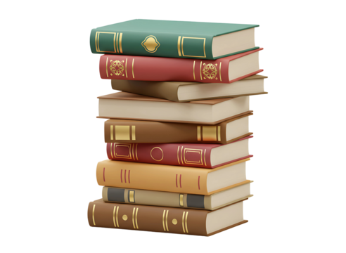Stack of books 3d render isolated on transparent background - Powered by Adobe