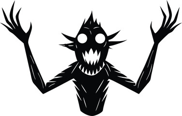 Creepy Shadow Monster with Sharp Claws and Fangs - Terrifying Halloween Creature Design