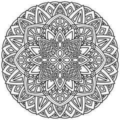 Mandala 368, ethnic, swirl pattern, object isolated on white background. Coloring page 427, hand drawn, vector.