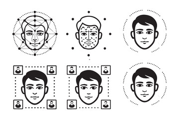 Fototapeta premium Face Detection Icons Collection – Multiple Vector Styles Included