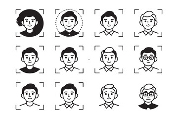 Face Detection Icons Collection – Multiple Vector Styles Included