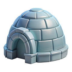 Cartoon igloo 3d render isolated on transparent background