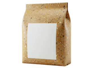 Bird seed package mockup isolated on transparent background