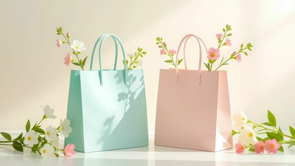 Pastel Gift Bags with Delicate Blossoms
