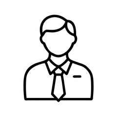 Obraz premium Businessman avatar with tie outline icon, isolated on white background