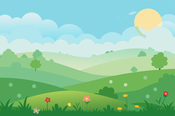 Fototapeta premium summer landscape with green meadow