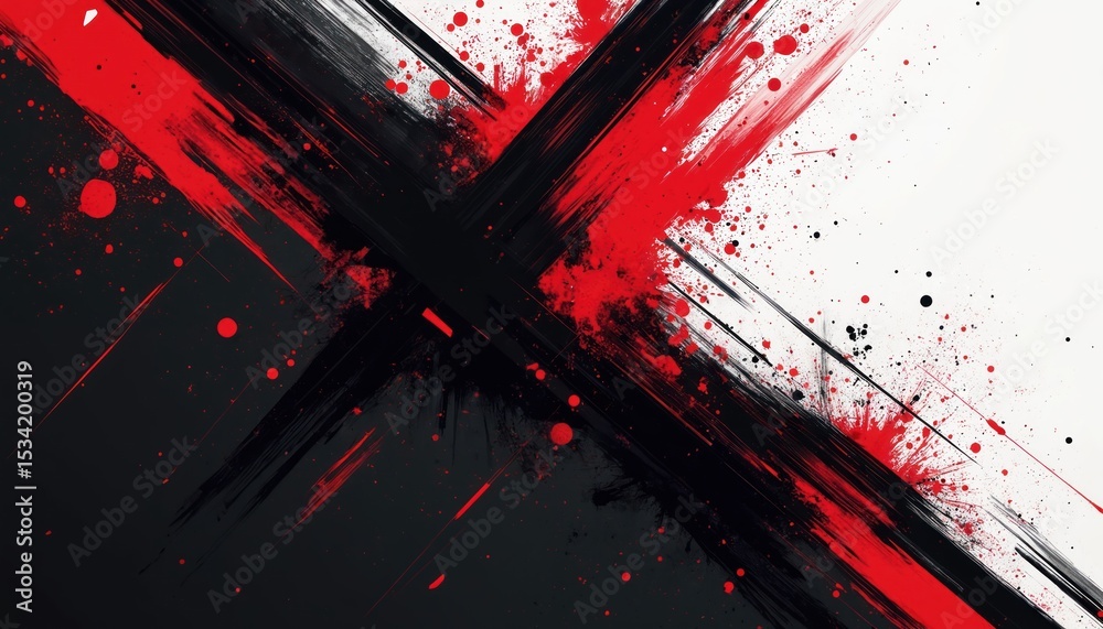 Poster abstract background featuring bold black and red geometric shapes. white space allows graphic design