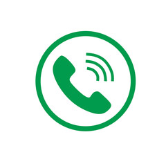 Telephone Receiver Ringing Icon in Green Circle