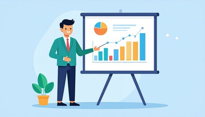 Businessman Presenting Growth Chart Data