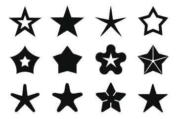 Obraz premium Collection of black star shapes vector illustrations for design elements and decorative purposes