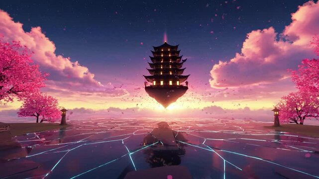 Glitched Reality Temple Garden