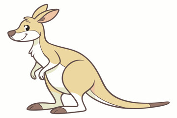 Cute kangaroo standing upright with soft tan and cream fur and big smile