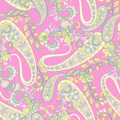 Paisley Kalamkari Madhubani Watercolor Allover Design Pattern
