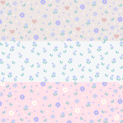 Set pastel flower design for fabric