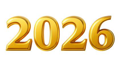 Golden 3 D Number 2026 New Year Design Isolated on White Background isolated on a transparent background
