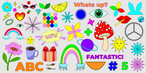 A bright set of retro-style stickers.