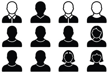 Collection of diverse avatar icons representing people in various silhouettes and styles