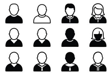 Minimalist user avatar icons representing diverse individuals for website or app design