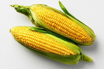 Golden Sweet Corn: Vibrant Kernels, Lush Husks, Rustic Still Life