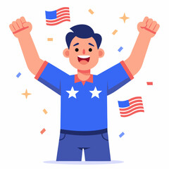 Happy man celebrating fourth july Independence Day vector illustration