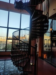 modern architecture with vintage staircase in the city