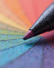 Pen Tip Macro on Rainbow Colored Textured Surface Detail