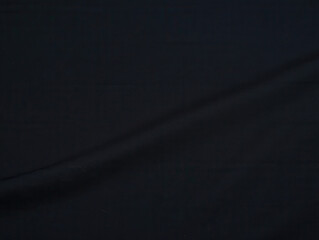 Dark Black Fabric Texture, Smooth Textile Background with Folds