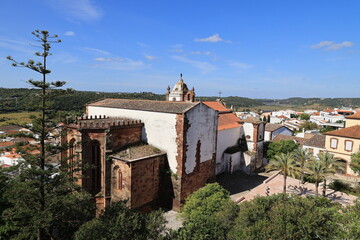 View of the Cathedral of Silves, Algarve, Portugal  