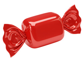 Red candy wrapper isolated on transparent background