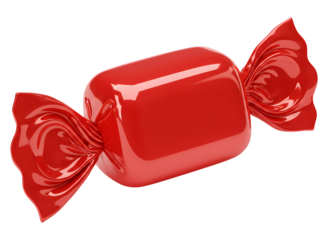 Red candy wrapper isolated on transparent background