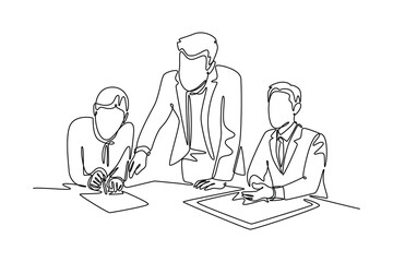 Human resource concept. Single line draw design. Vector graphic illustration