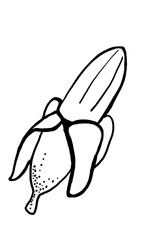 a peeled banana, black and white sketch image