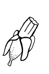 cartoon sketch of a bitten banana