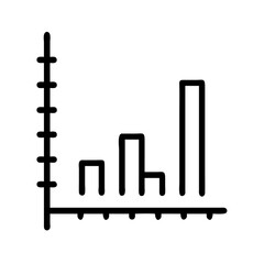 Minimalist Silhouette Icon of a Bar Chart with Rising Columns and Connected Line Graph, Simple Black Line Design on White Background Representing Data Analysis, Statistics, Business Growth, and Financ