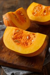 Golden Pumpkin Slices: A Rustic Autumn Still Life