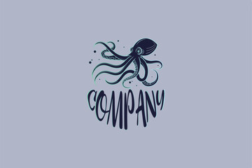 Elegant octopus business logo with waves and modern strokes