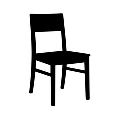 Dining chair icon representing classic upright seat with backrest for home kitchen or restaurant dining table with transparent background
