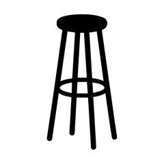 Bar stool icon representing tall backless chair for kitchen counter or bar seating with modern design and transparent background
