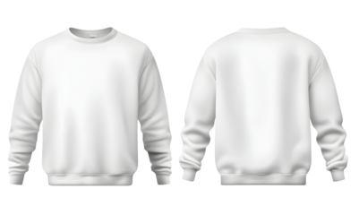 A plain white sweatshirt displayed from the front and back, showcasing its simple design and versatility for casual wear or branding purposes.