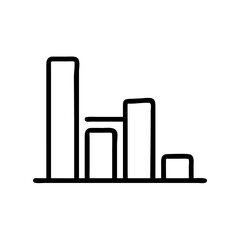 Minimalist Silhouette Icon of a Bar Chart with Rising Columns and Connected Line Graph, Simple Black Line Design on White Background Representing Data Analysis, Statistics, Business Growth, and Financ