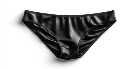 Sleek Black Lingerie: Minimalist Satin Briefs, Smooth Texture