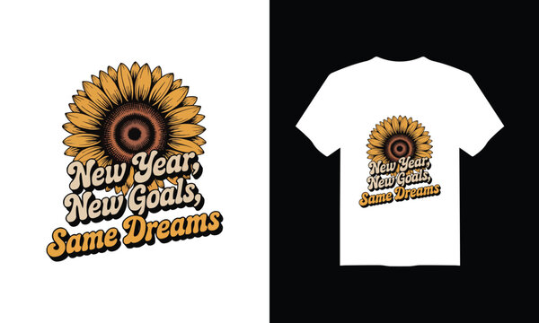 Back to School T-Shirt Design – "New Year, New Goals, Same Dreams" Vector Illustration